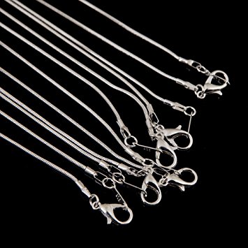 Bingcute 12Pcs 18inch 925 Silver Plated 1.2mm DIY Snake Chain Necklace With Lobster Clasps for Jewelry Making