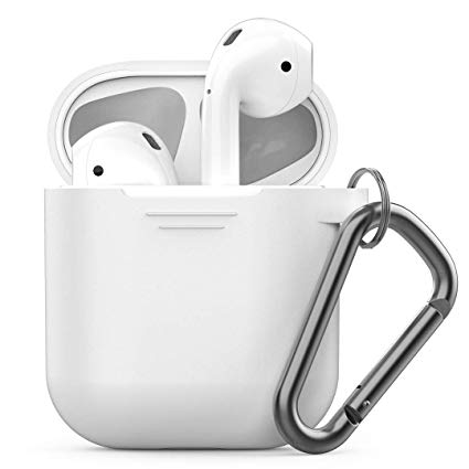PodSkinz Keychain AirPods Case with Carabiner for Apple Airpods (White)