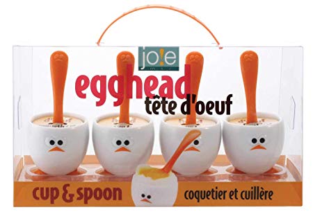 Joie 8 Piece Egghead Egg Cup and Spoon, Multicolor