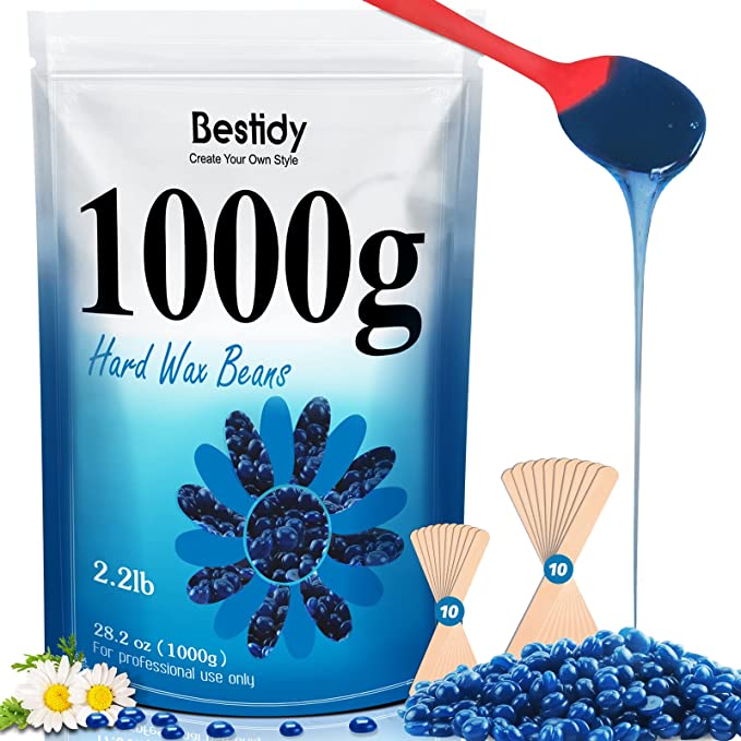 Bestidy Wax Bead, Waxing beans for Hair Removal, Women Men, Home Waxing for All Body and Brazilian Bikini Areas (Blue-1000g)