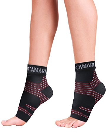 Camari Gear Sports Plantar Fasciitis Socks (1 PAIR) – Premium Compression Foot Care sleeves For Men and Women - Heel Arch Support - Ankle Brace Sock Increases Circulation for Relief of Edema, Feet Swelling, Heel Spurs, Arch Pain, Achilles Tendon, Better Than Night Splint.