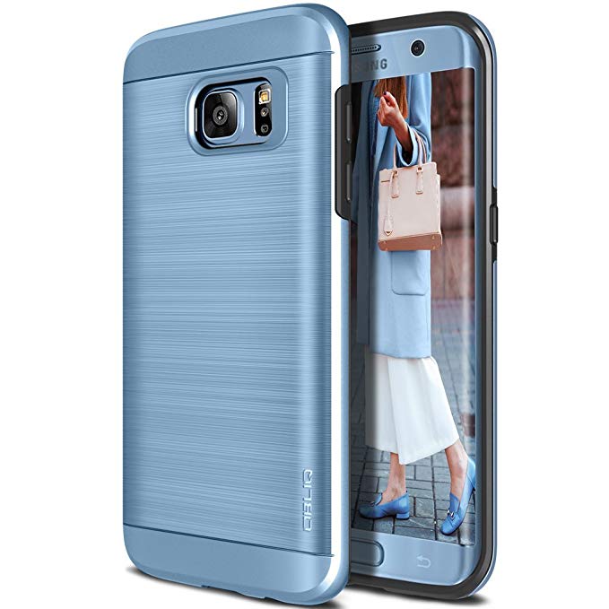 Obliq Slim Meta Galaxy S7 Edge Case with Metallic Brush Finish Back Shock Absorbing TPU Inner Layer Military Grade Protection Cover for Samsung Galaxy S7 Edge (Blue Coral)