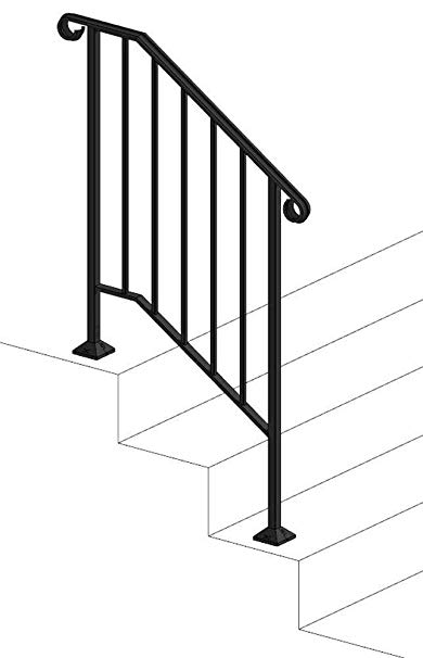 Iron X Handrail Picket #2 (Concrete Steps)