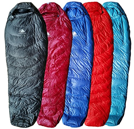 Hyke & Byke Shavano 32 F Ultralight Mummy Down Sleeping Bag for Backpacking with Compression Sack