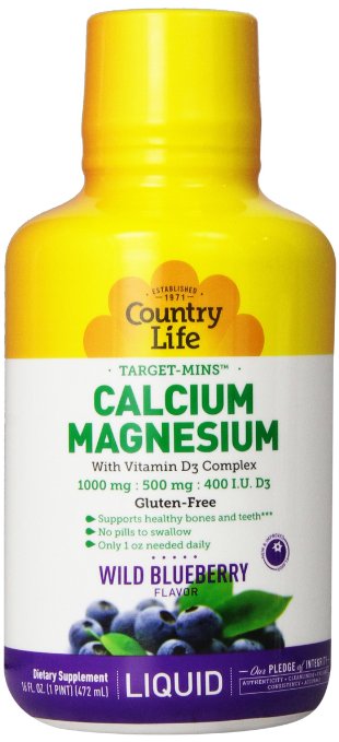 Country Life Target Mins Liquid Calcium Magnesium, Wild Blueberry, 16-Fluid Ounce
