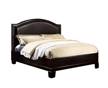 Furniture of America Melbourne Padded Leatherette Platform Bed, California King, Espresso Finish