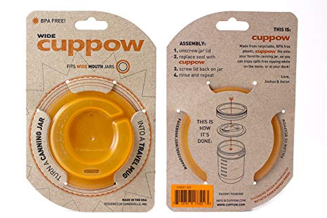 Original Cuppow Wide - Drinking Lid for Wide Mouth Canning Jar! - Orange