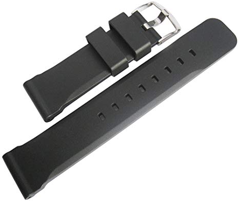 Bonetto Cinturini 24mm Black Rubber Watch Strap Model 317