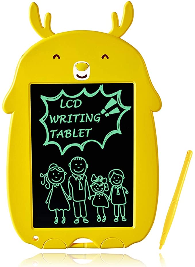 JUNMAO 8.5" LCD Writing Tablet,Reusable Electronic Handwriting Board Drawing Pad Kids Toys for 1-10 Year Old Girls/Boys (Yellow)