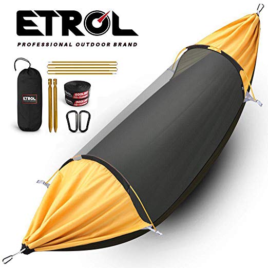 ETROL Hammock, Upgrade Camping Hammock with Mosquito Net, 3 in 1 Blackout Design Aluminium Portable Hammock Tent for Backyard, Traveling, Hiking, Beach and Other Outdoor Activities