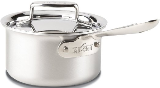 All-Clad BD55201.5 D5 Brushed 18/10 Stainless Steel 5-Ply Bonded Dishwasher Safe Sauce Pan Cookware, 1.5-Quart, Silver