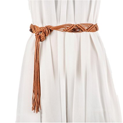 Bohemia Womens' Woven Belt Wax Rope Skirt Dress Decorative Tassel Belts