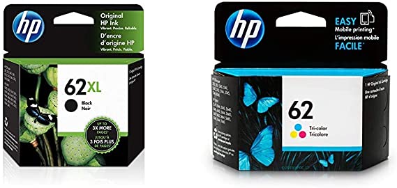 HP 62-62XL | Ink Cartridge Bundle | Black, Tri-Color | C2P05AN, C2P06AN