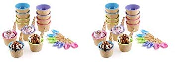 Greenco Vibrant Colors Ice Cream Dessert Bowls and Spoons (Set of 12) (2-(Pack))