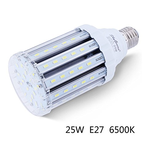 25W Daylight LED Corn Light Bulb for Indoor Outdoor Large Area - E27 2500Lm 6500K Cool White,for Street Lamp Post Lighting Garage Factory Warehouse High Bay Barn Porch Backyard Garden Super Bright