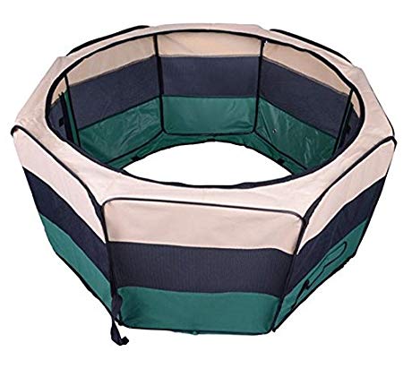 PawHut 47" Portable Large Exercise Puppy Pet Playpen Dog Cat Cage Kennel Crate with Carry Bag Green