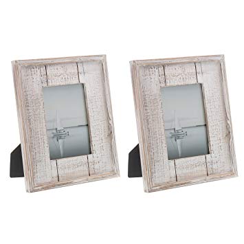 Barnyard Designs Rustic Distressed Picture Frame 5" x 7" Wood Photo Frame in Black and White (2-Pack)