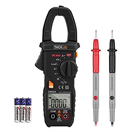 Tacklife CM02A Advanced 600 Amp Digital Clamp Meter TRMS 6000 Counts NCV with AC Current AC/DC Voltage Test Temperature Measure Auto-Ranging Multimeter