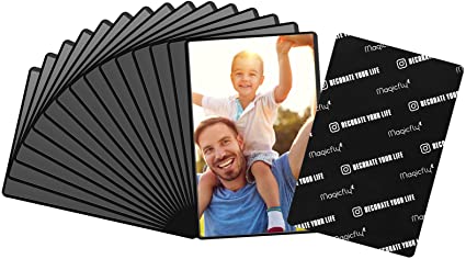 Magicfly Pack of 15 Magnetic Photo Frames 6x4 inch Magnetic Photo Fridge 15x10 cm Magnetic Picture Frame Magnets Photo Sleeves for Kids Adult Family Black