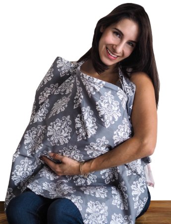 Nursing Cover - Baby Breastfeeding Cover and Hooter Hider - Free Bonus Storage Pouch - Best Wide Privacy Covers for Moms - Perfect Baby Shower Gift for Girls and Boys