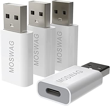 MOSWAG 4 Pack USB Type C to USB Adapter Type-A to Type-C Adapter Converter USB C Female to USB Male Adapter Compatible with Apple MagSafe Charger,iMac,MacBook Pro,MacBook,Laptops,PC,Computers and More