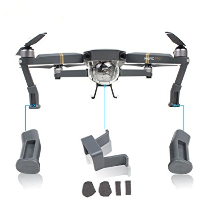 Landing Gear Skid Kits Extended Heightened Landing Bracket Protector for DJI Mavic Pro Drone By Mibote (Grey)