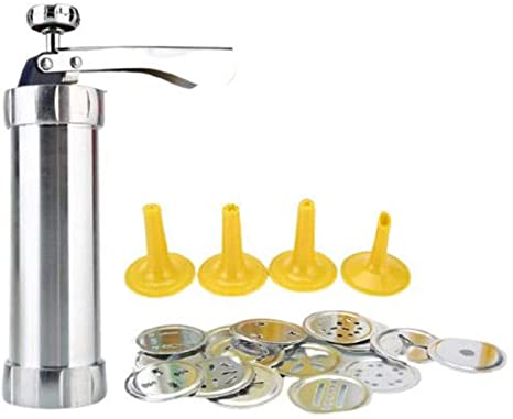 Auch Cookie Press Maker Kit- Type Molds for DIY Biscuit Maker and Decoration with 20 Stainless Steel Cookie Discs and 4 nozzles