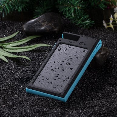 PYRUS 10000mAh Solar Power Bank with Phone Dock and Flashlight Function Shockproof Rain-proof Dual USB Solar Panel for iPhone iPad mini iPod Samsung Smart Phones and Tablets-Blue