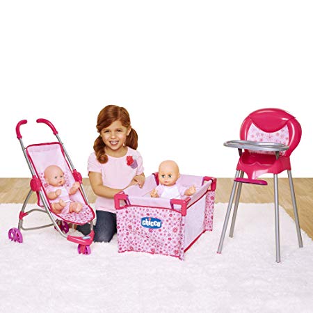 Chicco Deluxe Nursery Time Fun for Baby Dolls Play Set, Pink [Amazon Exclusive]
