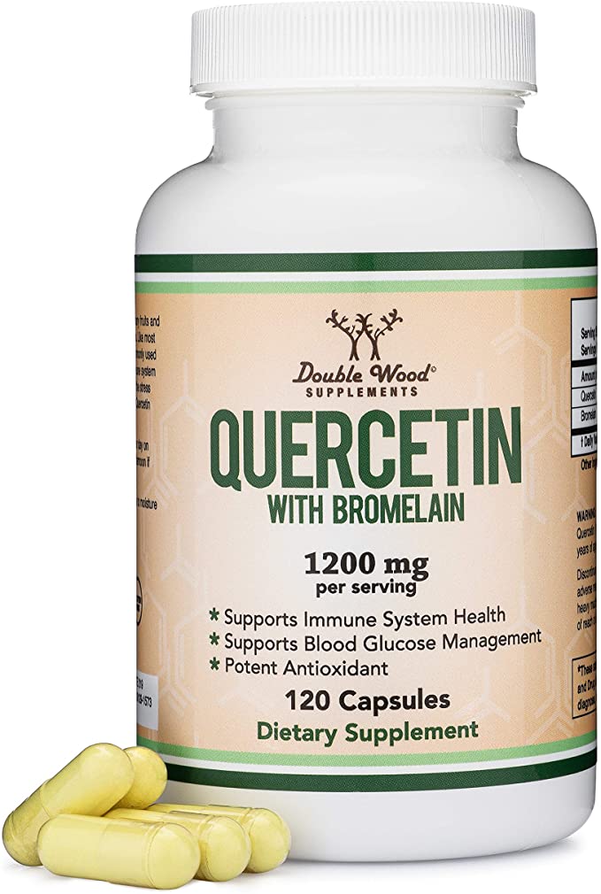 Quercetin 1000mg with Bromelain 200mg, 120 Capsules - 2 Month Supply - May Strengthen Immune System by Double Wood Supplements