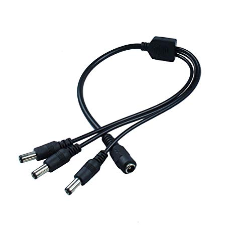 inShareplus 1 Female to 3 Male DC 3 Way Cable Splitter 5.1mm X 2.1mm 12V 24V DC Power Splitter Cable for CCTV Security Camera LED Strip