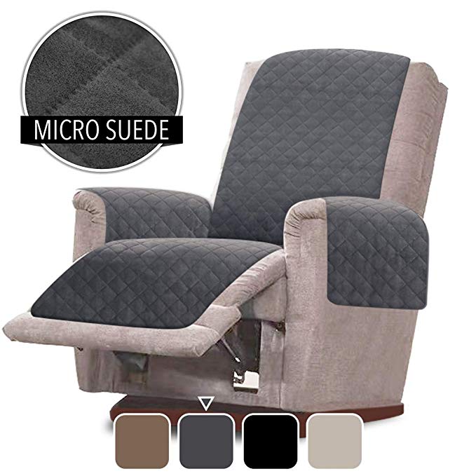 RHF Faux Suede Oversized Recliner Cover Oversized Recliner Chair Covers,Slipcovers for Recliner, Oversized Chair Covers,Pet Cover for Recliner,Machine Washable(Oversized Recliner: Dark Grey)