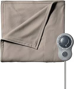 Sunbeam Full Size Electric Fleece Heated Blanket in Mushroom