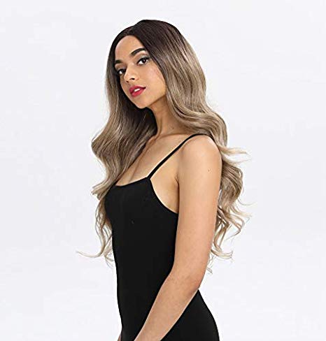 NOBLE EASY 360 Lace Frontal Wigs Natural Wavy Body Wave Long Wigs Wide Lace Free Part Wigs Light Brown Color Wigs for Women(29inches, AT4/12/APKIC)