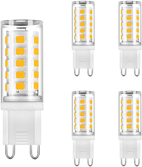 4W G9 LED Capsule Light Bulbs Cool White 6000K 230V-240VAC 360 Degree 28W 33W 40W Halogen G9 Lamp Equivalent, Daylight White G9 Enery Saving LED Bulb No Strobe No Flicker (5-Pack, Non-dimmable)