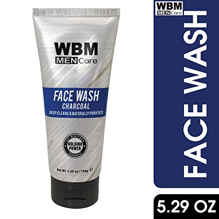 WBM Men Care Deep Cleanse Charcoal Face Wash | Daily Facial Cleanser For All Skin Types | 5.29 Oz