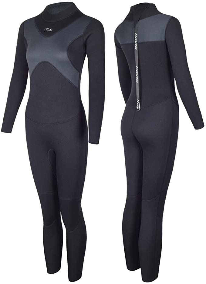 Hevto Wetsuits Men and Women Guardian 3mm Neoprene Full Scuba Diving Suits Surfing Swimming Long Sleeve Keep Warm Back Zip for Water Sports