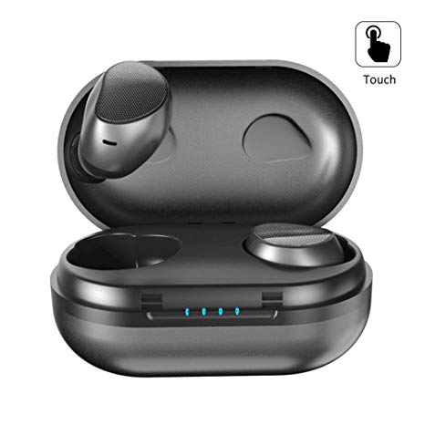 Wireless Earbuds Bluetooth 5.0 A10 True Mini Wireless Dual-Ear Touch Volume Control Headphones Stereo Earphones Ipx7 Waterproof Sports Headset with Charging Case/Built-in Mic(Upgraded Black)