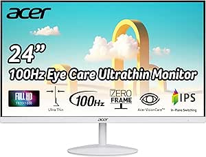 Acer SB242Y Ewi 23.8" Full HD (1920 x 1080) IPS Zero-Frame Gaming Office Monitor | AMD FreeSync Technology | Ultra-Thin Stylish Design | 100Hz | 1ms (VRB) | Low Blue Light | Tilt | HDMI & VGA Ports