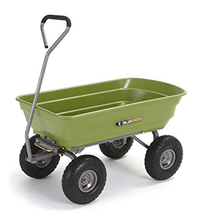 Gorilla Carts GOR4G-COM Poly Garden Dump Cart with Steel Frame and 10-Inch Pneumatic Tires, 600-Pound Capacity, Green