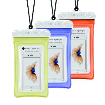 Waterproof Case 3 Pack F-color Clear Dry Bag with Armband Perfect for Rafting Kayaking Swimming Boating Fishing Skiing Protect iPhone 6S Plus SE Galaxy S6 S7 Edge LG G5 etc Orange Dark Blue Yellow