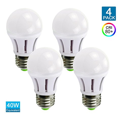 LED Light Bulb, 5w (40w Equivalent), 5000K Daylight, 510lm, A15 LED Bulb, E26 Base, Household Bulb (4 Pack)