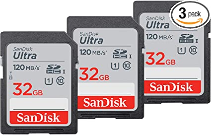 SanDisk 32GB 3-Pack Ultra SDHC UHS-I Memory Card (3x32GB) - SDSDUN4-032G-GN6IM