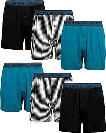 Lucky Brand Mens Classic Knit Boxers 6Pack