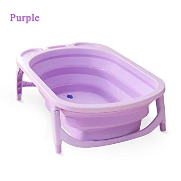 Collapsible Bathing Tub, FOME Non-Slip Portable Folding Baby Bath Tub Foldable Shower Basin Collapsible Baby Bathtub Baby Shower Basin with Temperature Sensing for Infants Kids Aged 0-6 Years Old