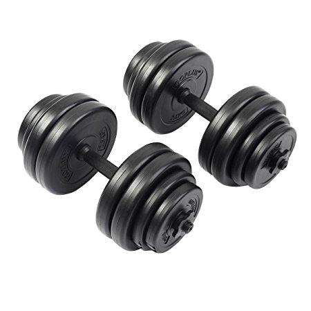 Giantex Adjustable Cap Gym Barbell Plates Body Workout Weight Dumbbell Set 64,44,33lbs