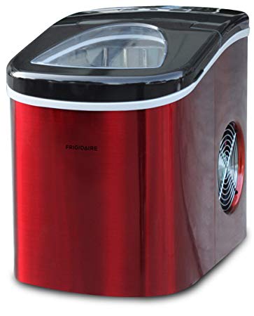 Frigidaire EFIC117-SSRED-COM Stainless Steel Ice Maker, Medium, Red