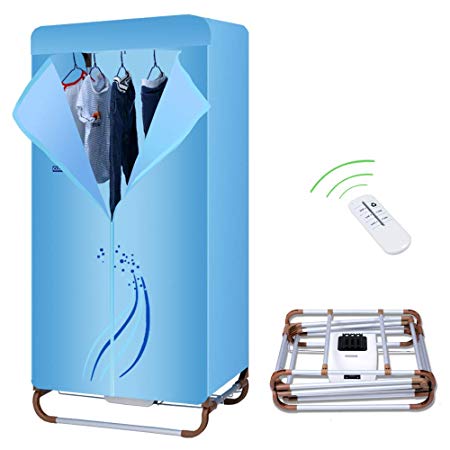 Concise Home Foldable Electric Clothes Dryer 1000W Large Capacity 15kg Double Layer Stainless Steel Remote Control Energy-Efficient Indoor Wet Laundry Warm Air Drying Wardrobe