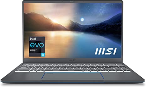 MSI Prestige 14 Evo Professional Laptop: 14" FHD Ultra-Thin Bezel Display, Intel Core i5-1135G7, Intel Iris Xe, 16GB RAM, 512GB NVMe SSD, Thunderbolt 4, Win10 Home, Intel Evo, Carbon Gray (A11M-221)