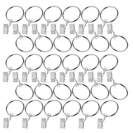 BCP 36-pieces Metal Drapery Curtain Rings with Clips